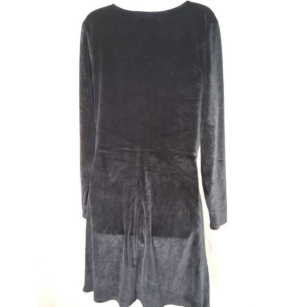 Abercrombie And Fitch Velour Black‎ Dess XL Body Con Mini Cut Out Waist V Neck - Picture 6 of 8